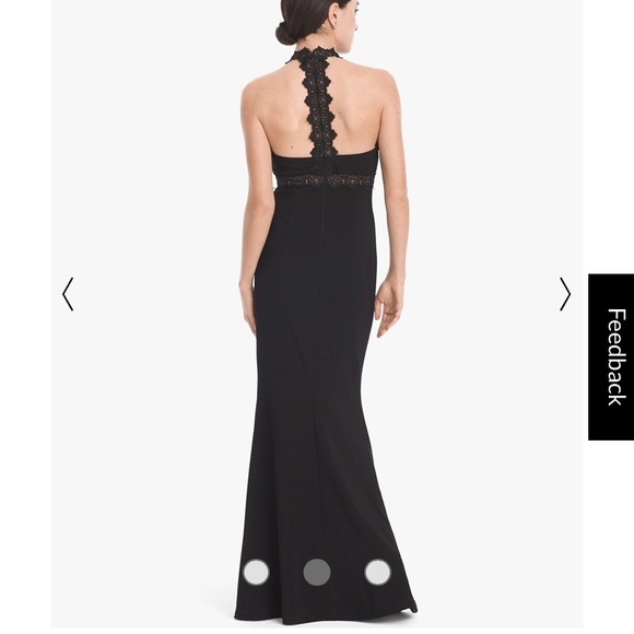 WHBM Long Black Halter Cocktail Dress sz 4 - Picture 2 of 5